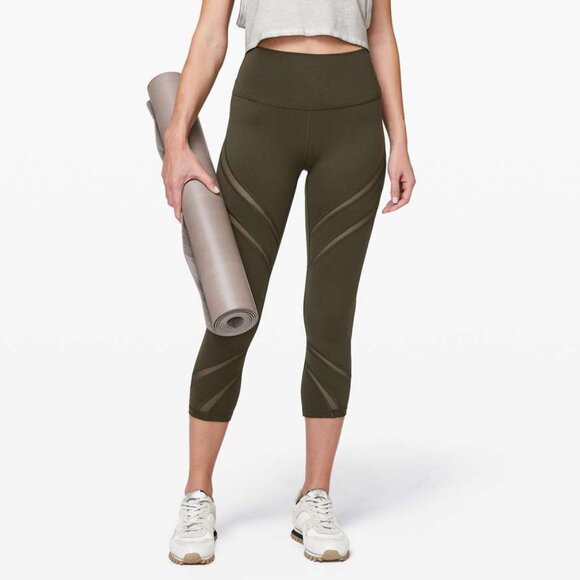 Lululemon Women's Wunder Under High-Rise Crop 21" *Mesh - Dark Olive - Picture 1 of 10